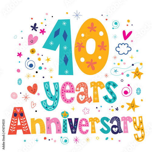ten years anniversary celebration decorative lettering design