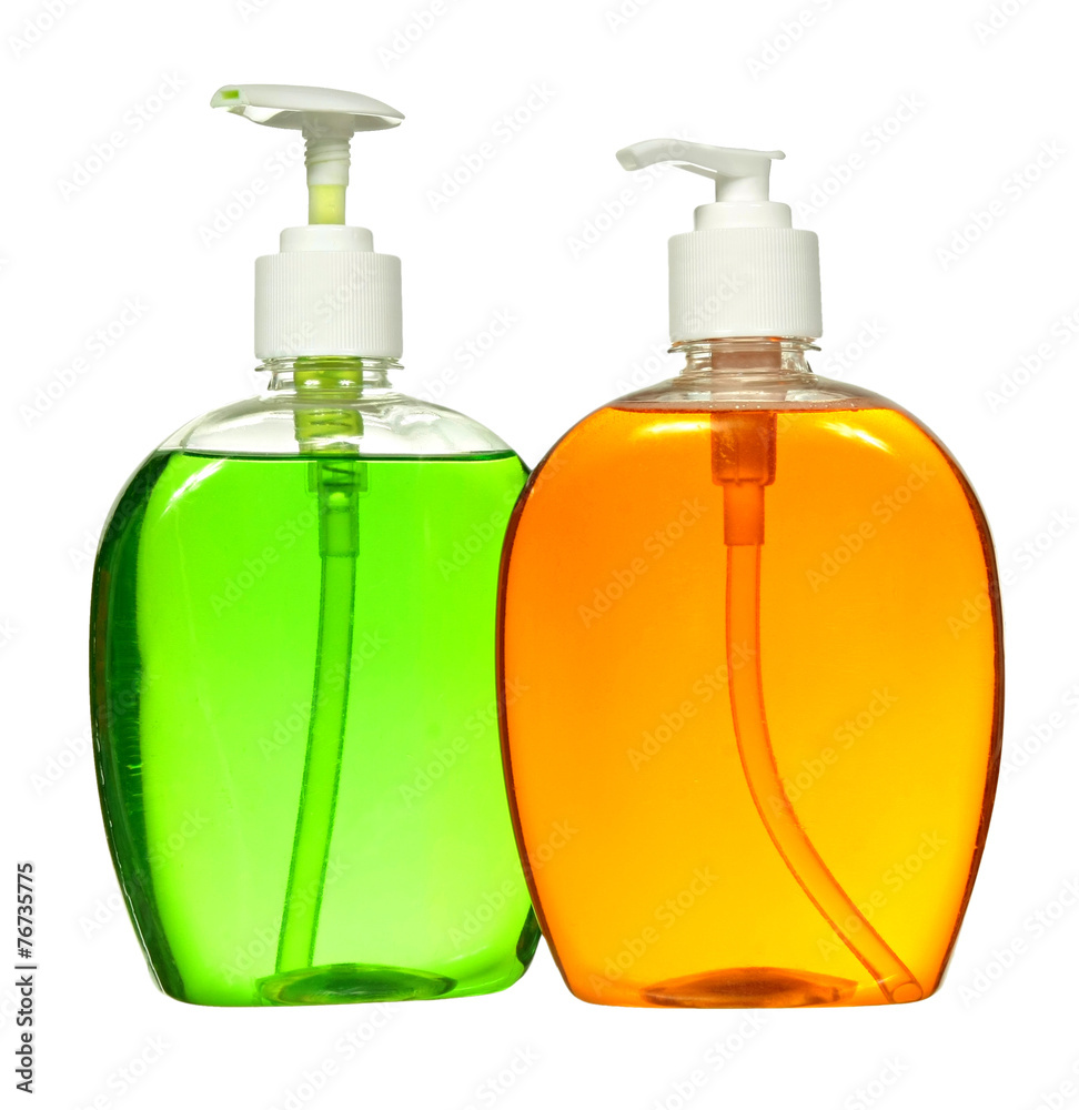 Closed Cosmetic Or Hygiene Blue Plastic Bottle Of Gel, Liquid Closed Cosmetic Or Hygiene Blue Plastic Bottle Of Gel, Liquid