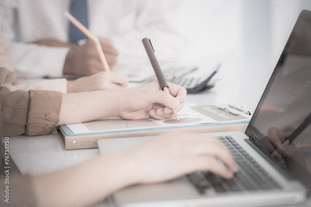 Business people discussing the charts and graphs showing the res