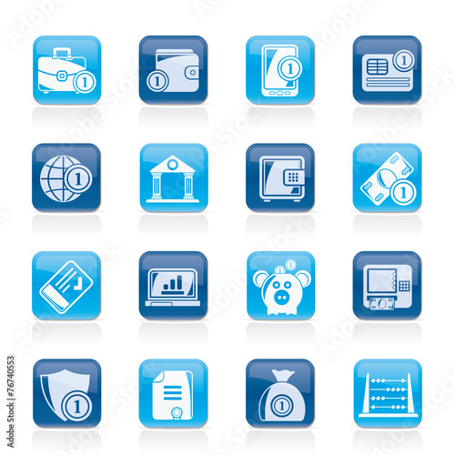 Financial, banking and money icons - vector icon set