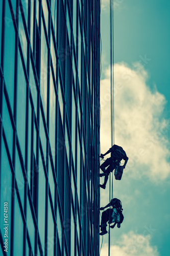 High-altitude work on a skyscraper