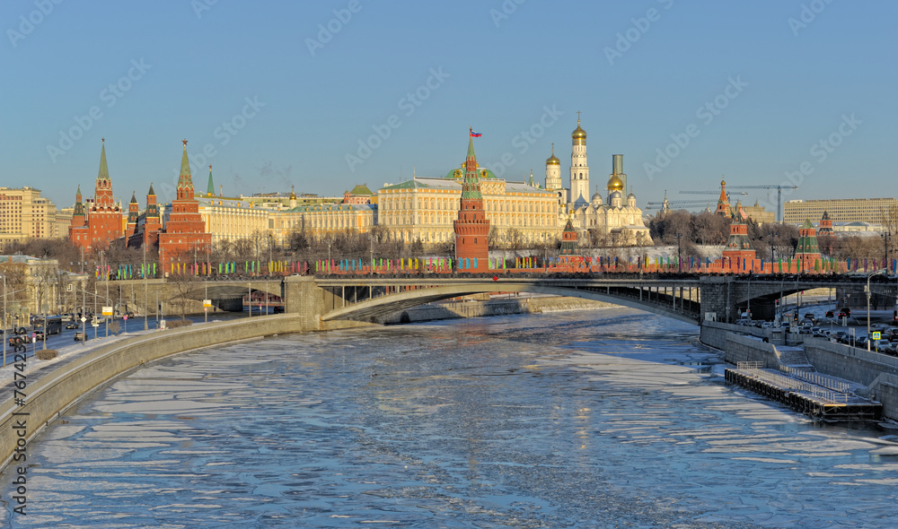 Moscow, view of the Moscow Kremlin in winter