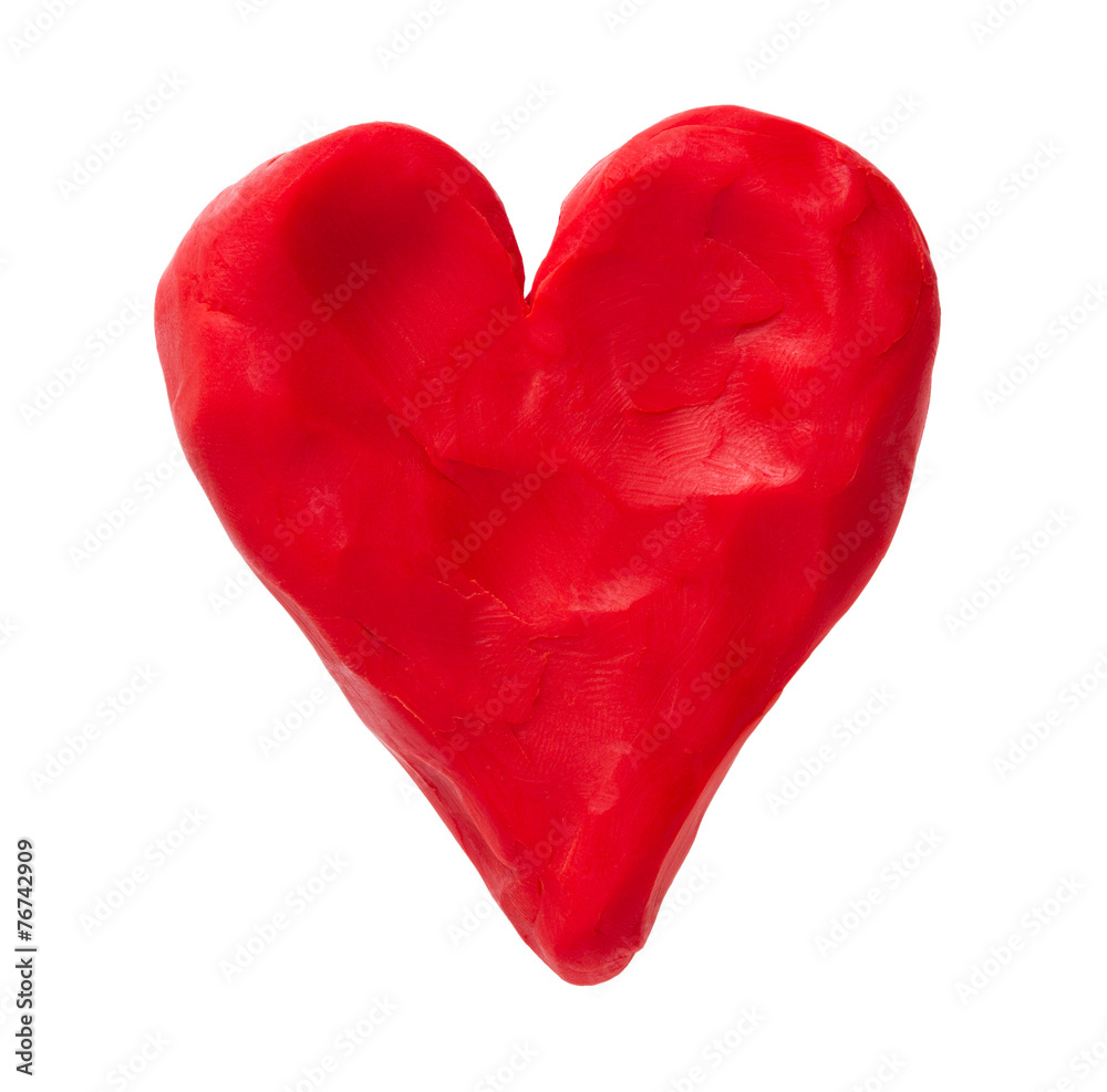 Red valentine heart made with plasticine