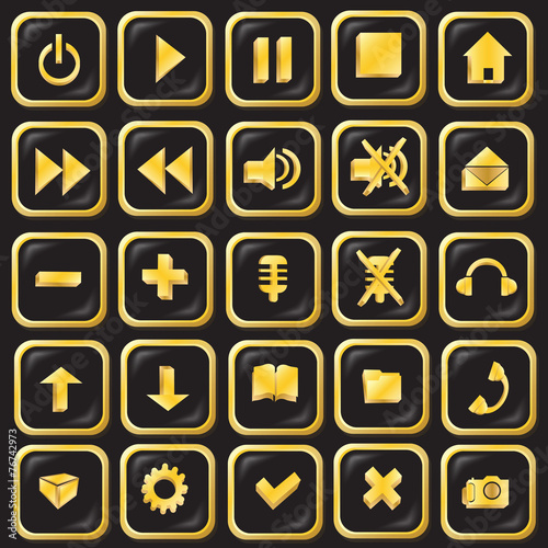 Button icons are black with gold-vector illustration