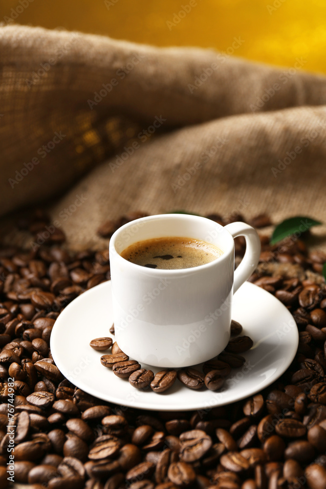 Cup of coffee on wooden table