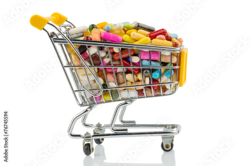 Tabletten mit Einkaufswagen