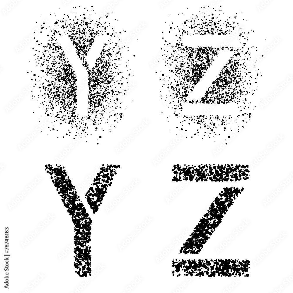 vector stencil angular spray font letters Y Z vector stencil angular spray font letters Y Z