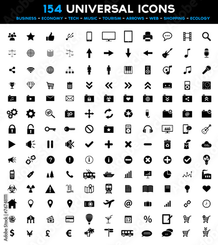 Big set of 154 universal icons - business pack