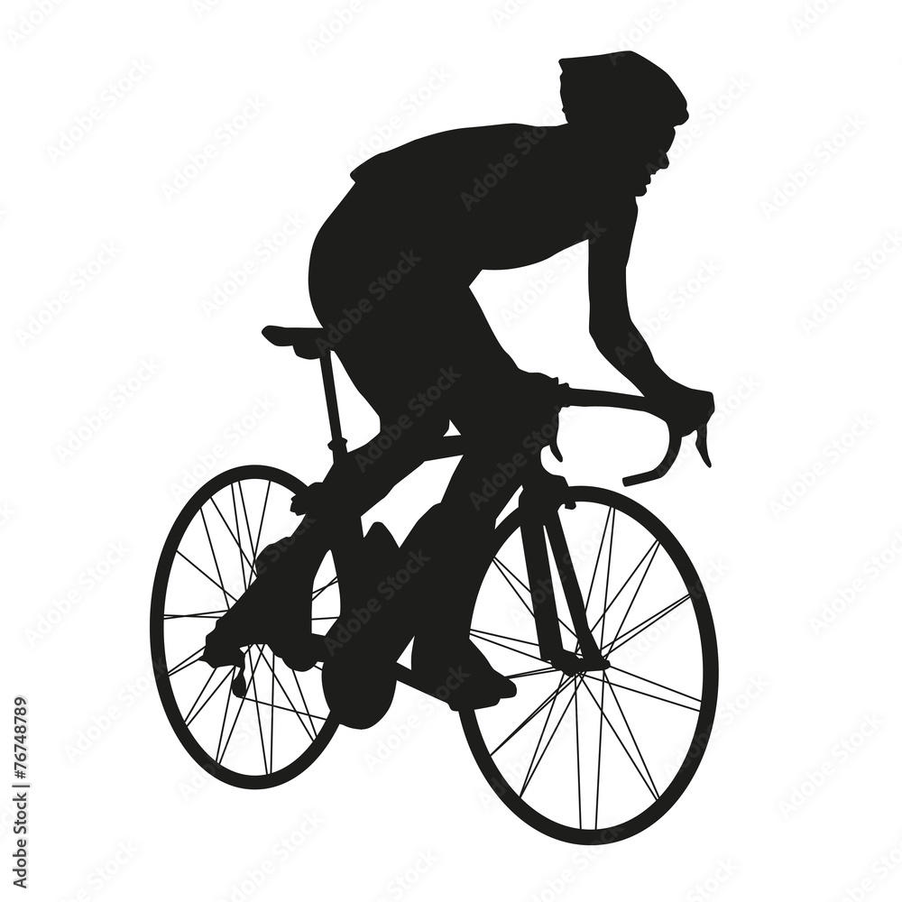 Obraz premium Isolated vector silhouette road cyclists racer