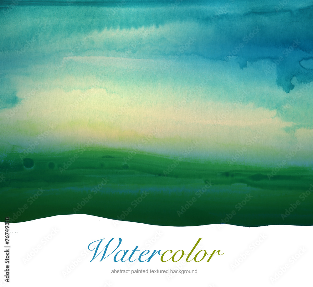 Fototapeta premium Abstract watercolor hand painted landscape background. Textured