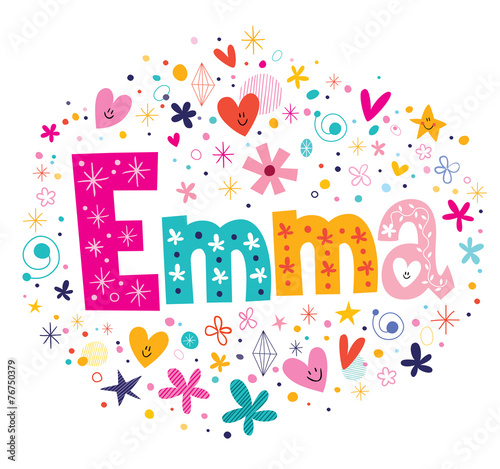 Emma female name decorative lettering type design