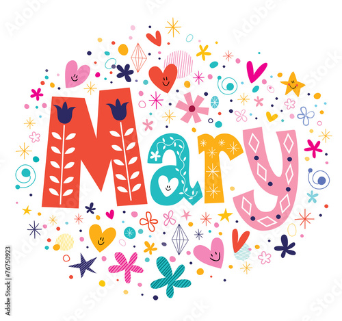 Mary female name decorative lettering type design