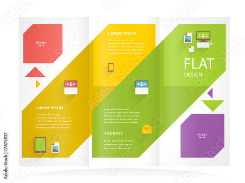 brochure design template flat colored trifold