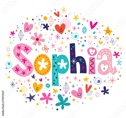 Sophia female name decorative lettering type design photo