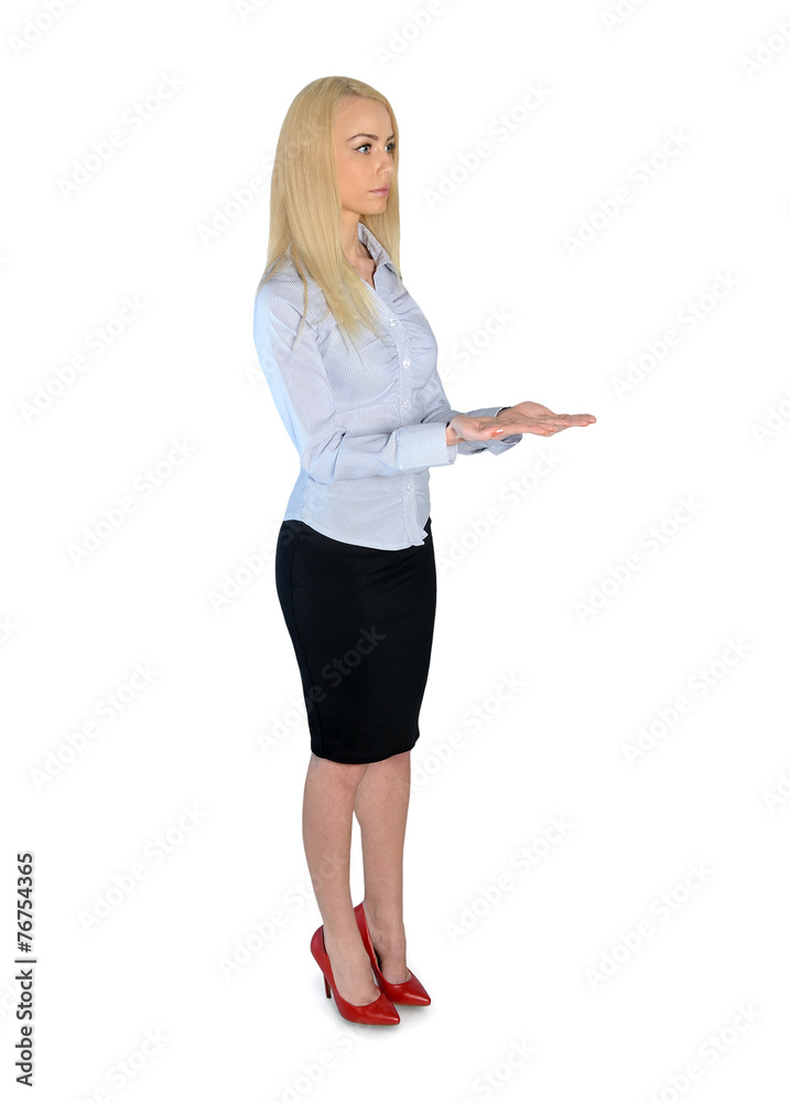 Business woman holding something Business woman holding something
