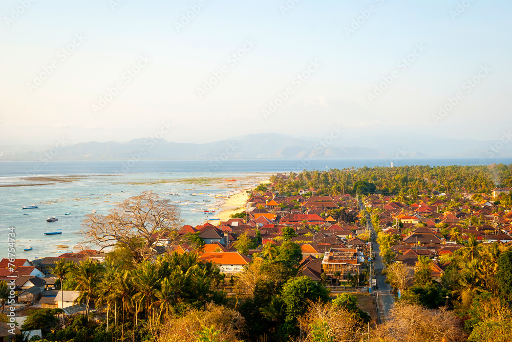 View over Nusa Lembongan village and bay, Indonesia