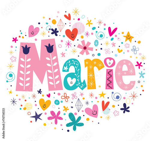 Marie female name decorative lettering type design