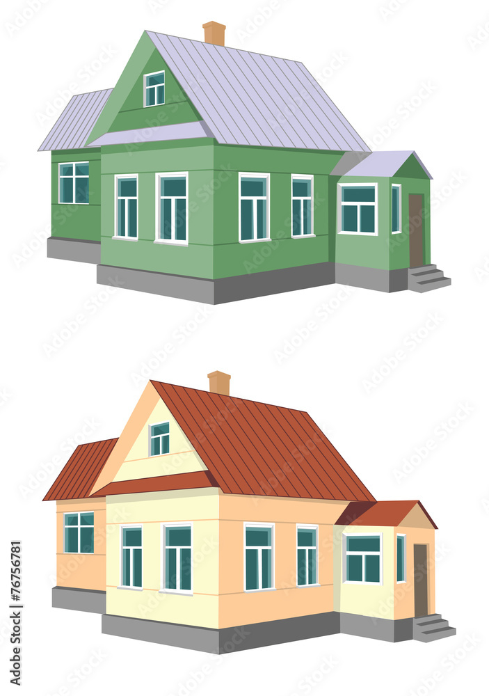 small country house isolated on white background small country house isolated on white background