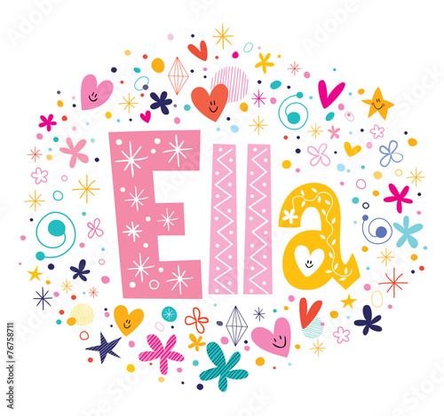 Ella female name decorative lettering type design