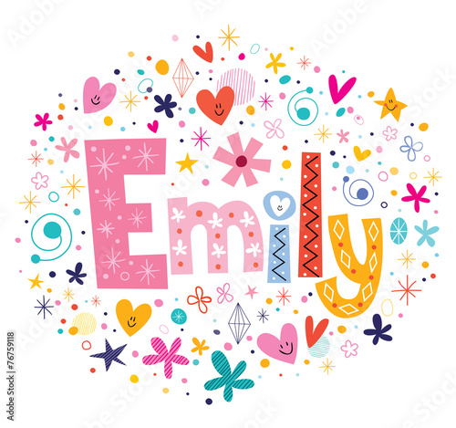 Emily female name decorative lettering type design