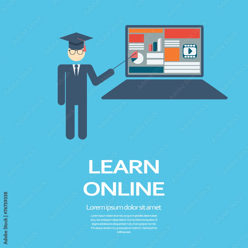 Online learning education infographic template with electronic Online learning education infographic template with electronic