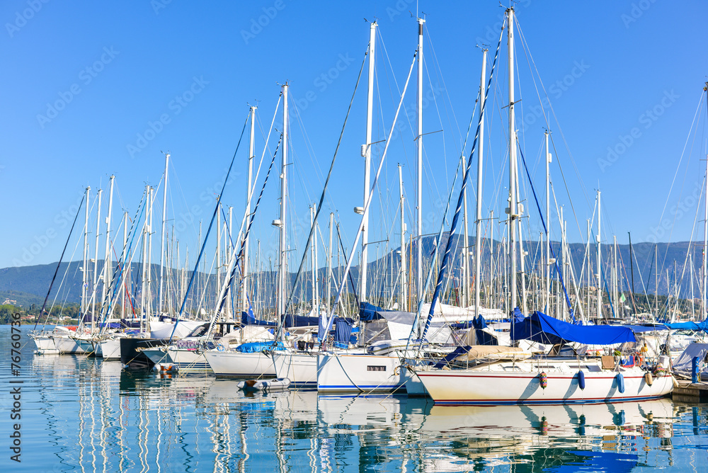 Harbuor with yachts and sailboats