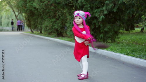 Wallpaper Mural little girl in a knitted hat autumn owls with bag Torontodigital.ca