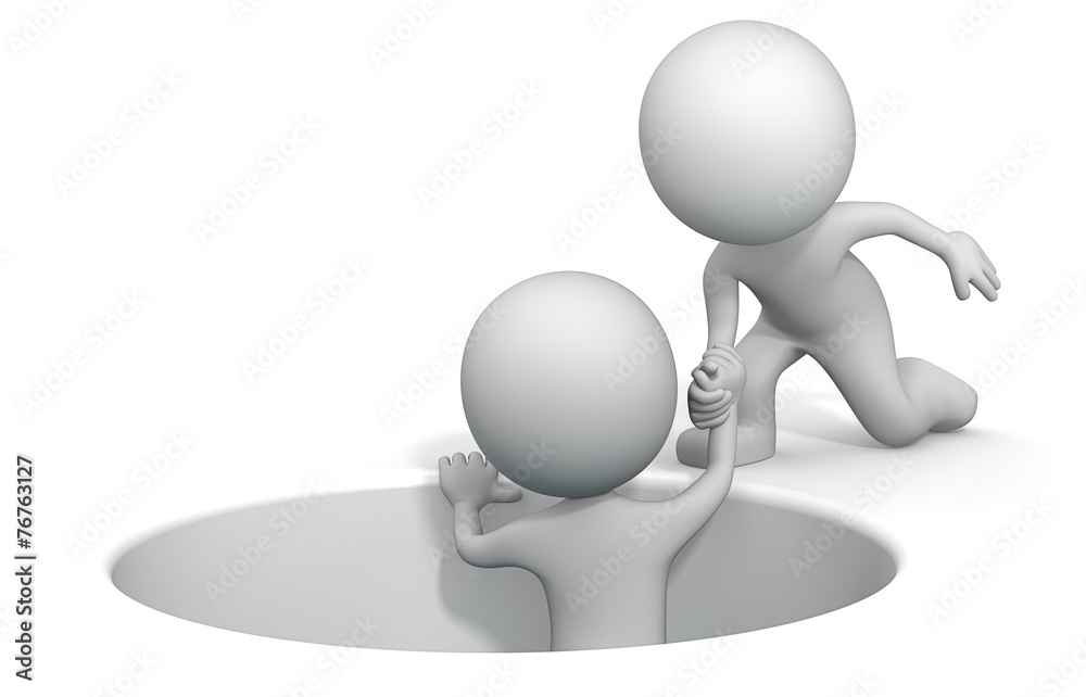 Up from the Bottom.The dude 3D character giving helping hand. Up from the Bottom.The dude 3D character giving helping hand.
