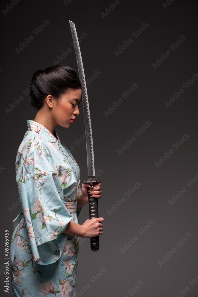 Japanese woman with katana