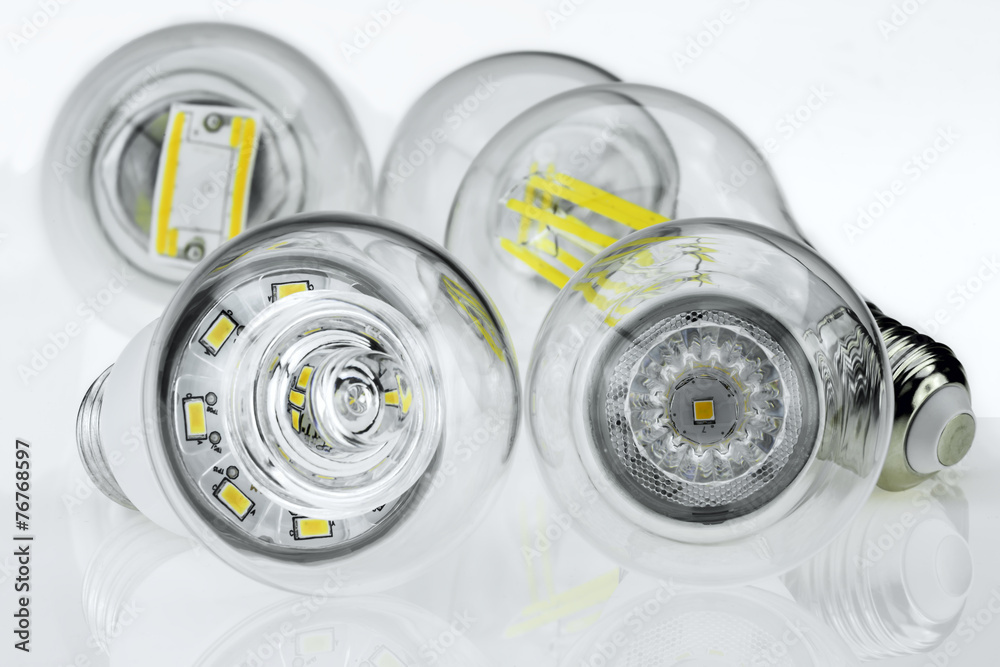 Naklejka premium eco E27 bulbs with different LED chips and light scattering