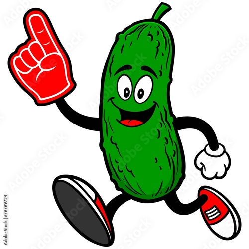 Pickle Running with Foam Finger