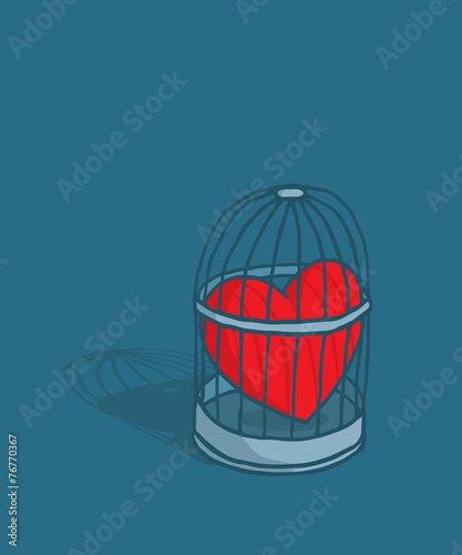 Heart or love trapped in cage