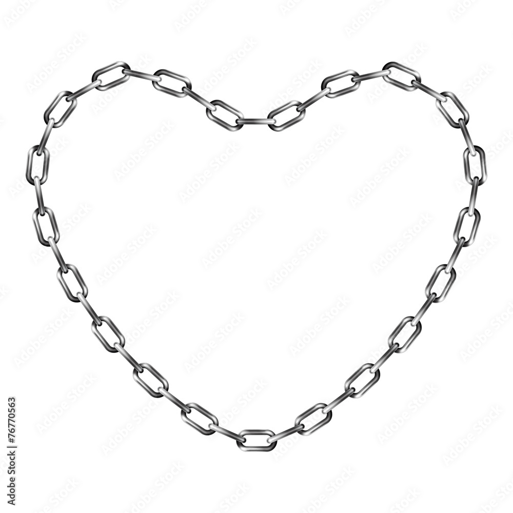 Chain in shape of heart, isolated on white Chain in shape of heart, isolated on white