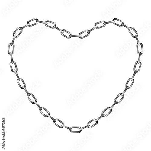 Chain in shape of heart, isolated on white
