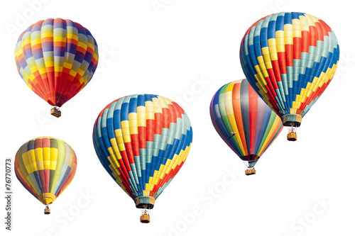 Fototapet A Set of Hot Air Balloons on White