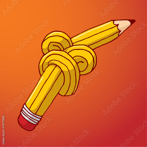 Tied up pencil with complex knot