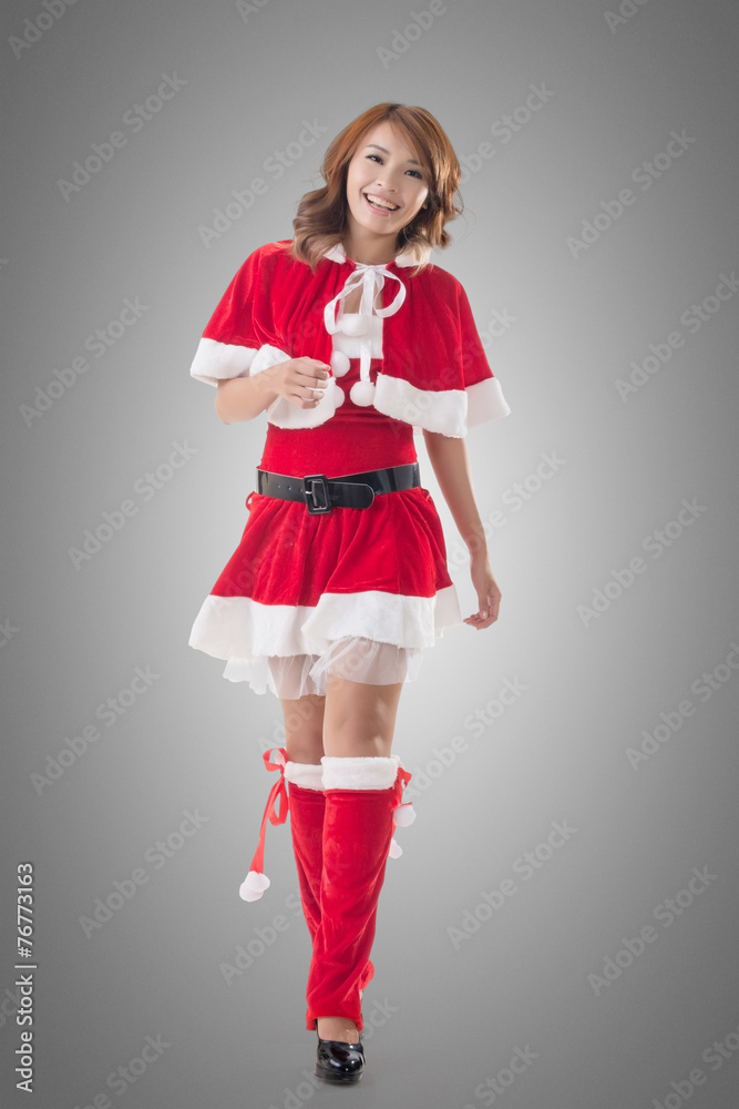 Asian Christmas girl walk Asian Christmas girl walk