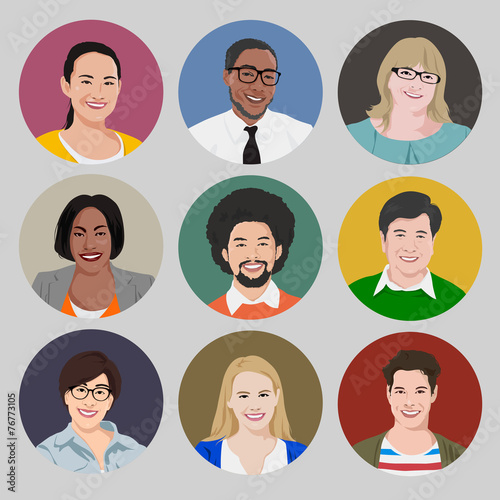 People Diversity Portrait Cheerful Happiness Friendship Vector