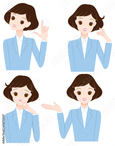 若い女性の表情とポーズ