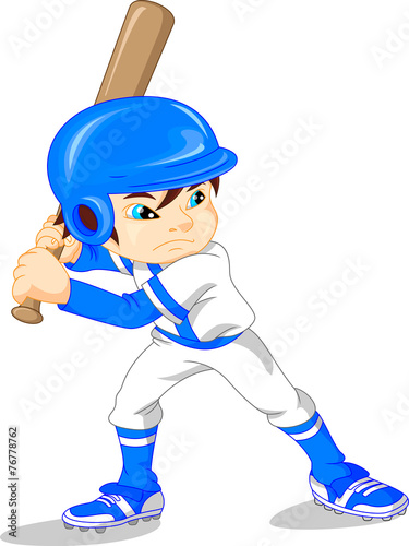 Wall Mural cute boy baseball player