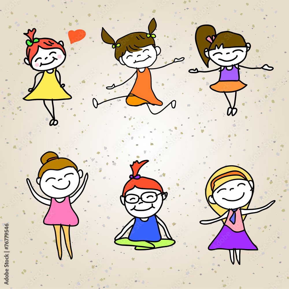 hand drawing cartoon kids playing hand drawing cartoon kids playing