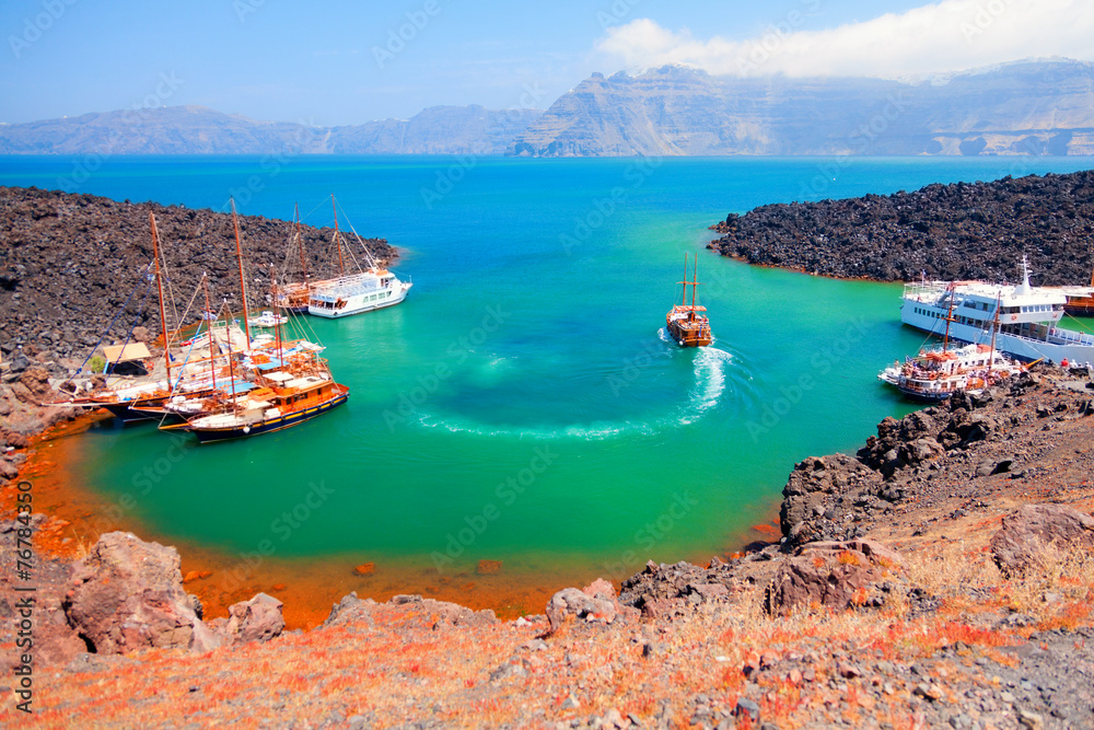 Fototapeta premium Nea Kameni volcanic island, Santorini