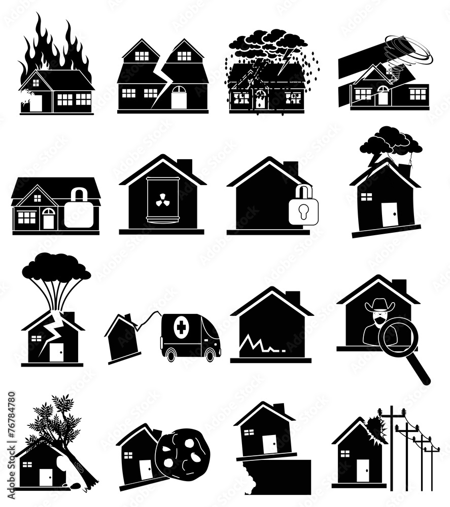 Home insurance icons set