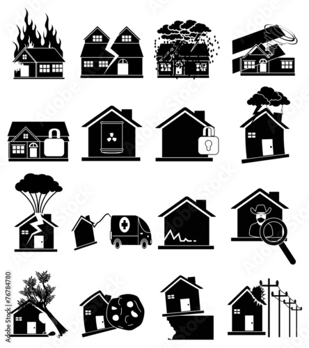 Home insurance icons set