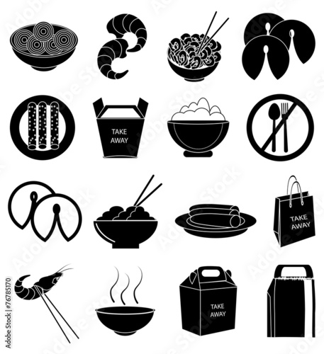 Chinese food icons set