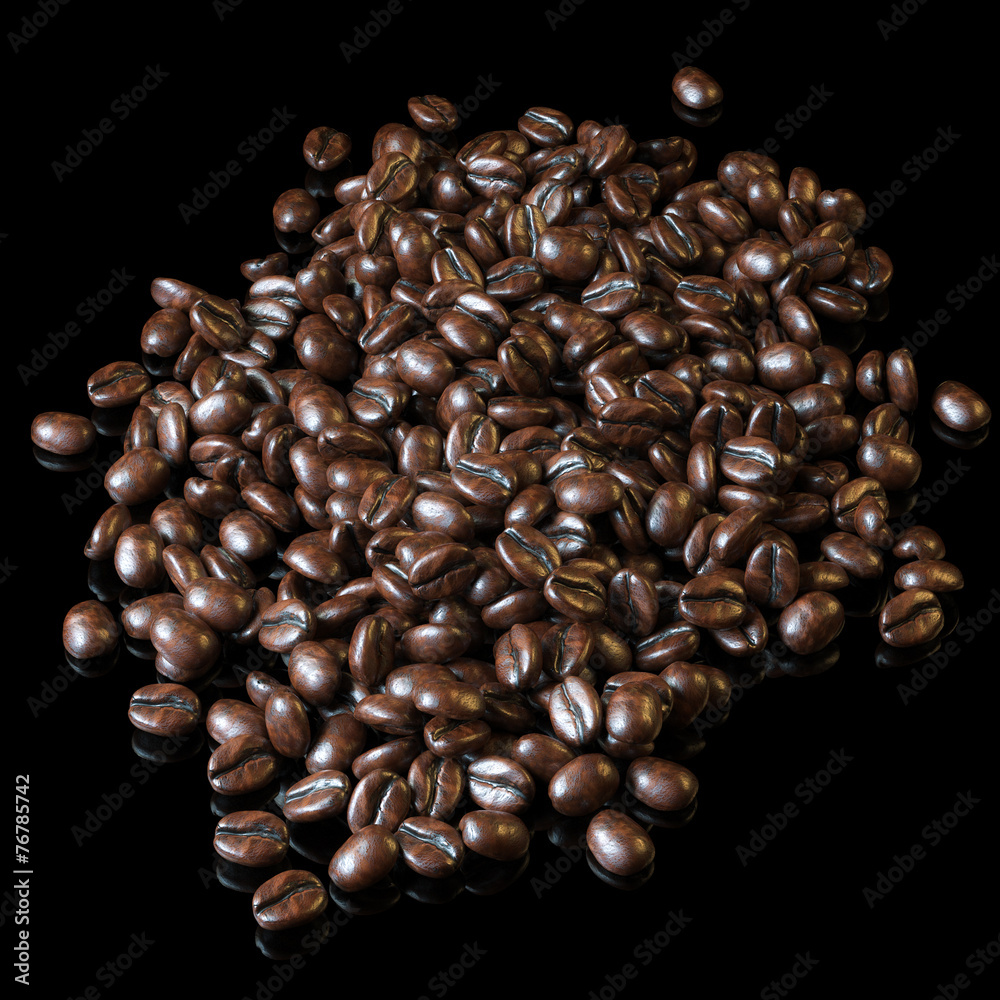 Roasted coffee beans on black background for advertising Roasted coffee beans on black background for advertising