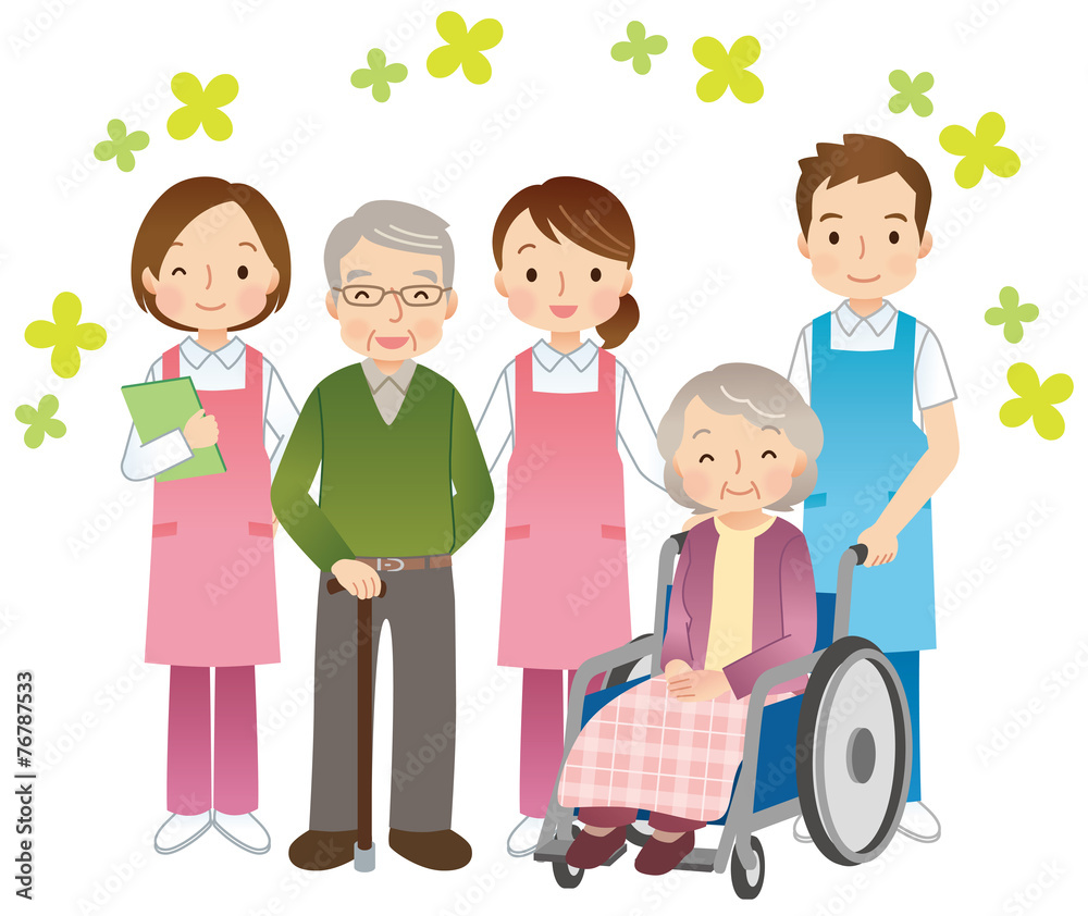 高齢者と介護士　シニア