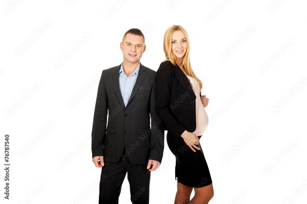 Pregnant businesswoman with her partner Pregnant businesswoman with her partner