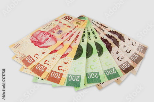 Set of Mexican peso bills.