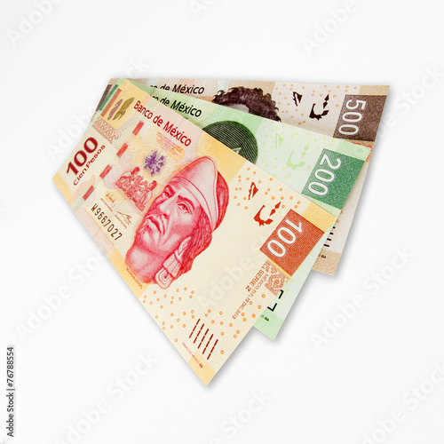 Set of 3 Mexican Peso bills.